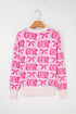 Western Horseshoe And Bow Graphic Crew Neck Sweater