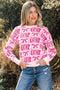 Western Horseshoe And Bow Graphic Crew Neck Sweater