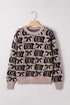 Western Horseshoe And Bow Graphic Crew Neck Sweater
