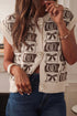 Western Horseshoe Bow Pattern Button Front Sleeveless Knit Sweater Vest