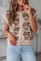 Western Horseshoe Bow Pattern Button Front Sleeveless Knit Sweater Vest