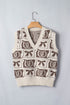 Western Horseshoe Bow Printed Loose Knit Sweater Vest