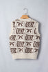 Western Horseshoe Bow Printed Loose Knit Sweater Vest