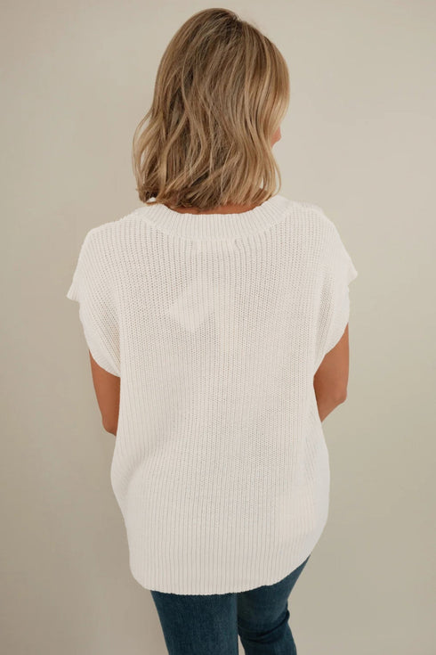 Western Horseshoe Crochet Knit Short Sleeve Sweater