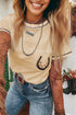 Western Horseshoe Graphic Cotton Blend Patch Pocket Tee