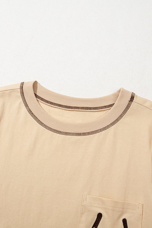Western Horseshoe Graphic Cotton Blend Patch Pocket Tee