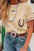 Western Horseshoe Graphic Cotton Blend Patch Pocket Tee