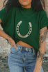 Western Horseshoe Graphic Knit Short Sleeve Sweater