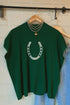 Western Horseshoe Graphic Knit Short Sleeve Sweater