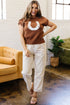Western Horseshoe Pattern Short Sleeve Knit Sweater