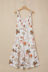 Western Horseshoe Print Smocked Sleeveless A-Line Midi Dress