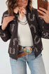 Western Horseshoe Print Zip Up Pocket Relaxed Shift Jacket