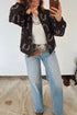Western Horseshoe Print Zip Up Pocket Relaxed Shift Jacket