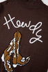 Western Howdy Graphic Knit Mock Neck Sweater