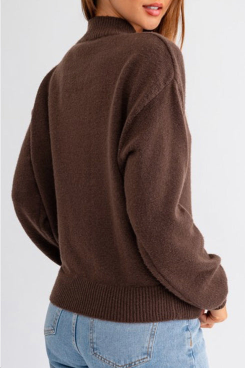 Western Howdy Graphic Knit Mock Neck Sweater