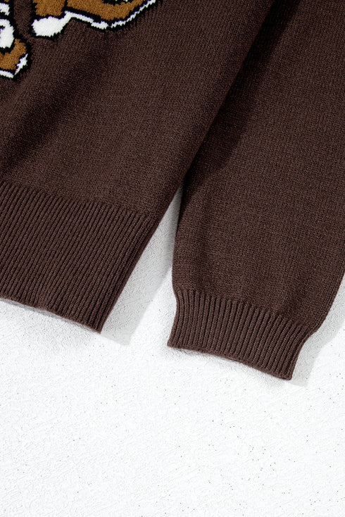 Western Howdy Graphic Knit Mock Neck Sweater
