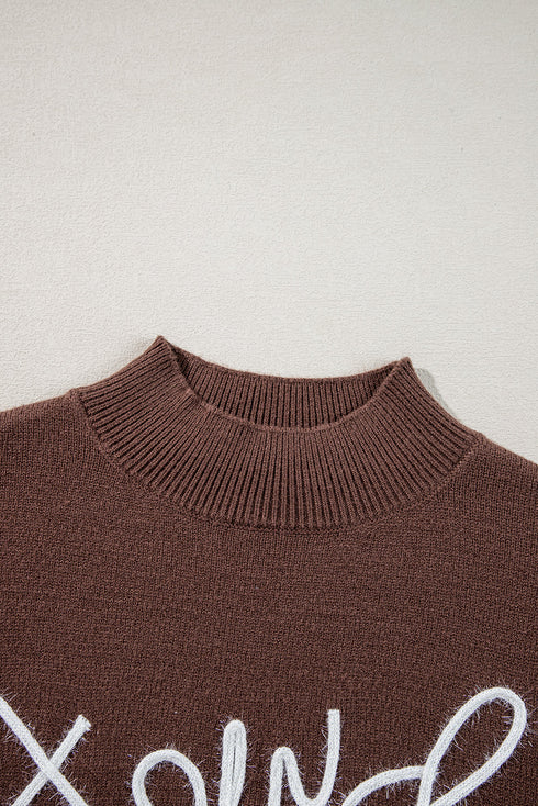 Western Howdy Graphic Knit Mock Neck Sweater
