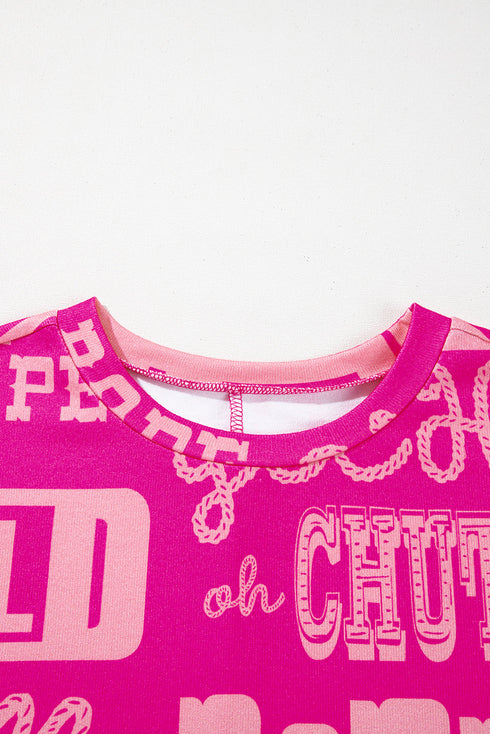 Western Howdy Graphic Print Short Sleeve Crew Neck Tee