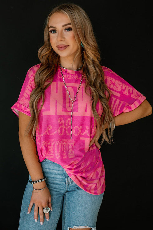 Western Howdy Graphic Print Short Sleeve Crew Neck Tee