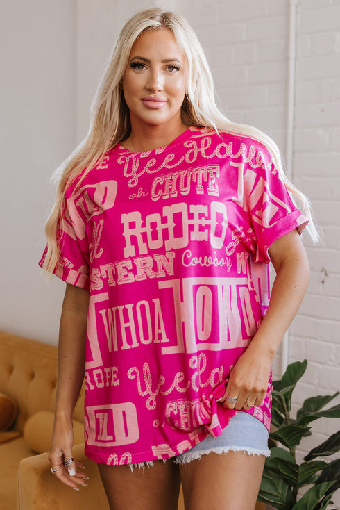 Western Howdy Graphic Print Short Sleeve Crew Neck Tee
