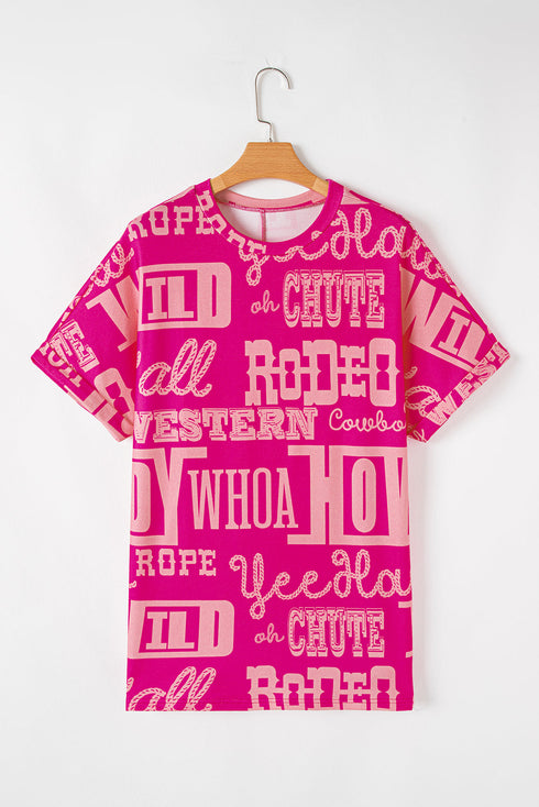 Western Howdy Graphic Print Short Sleeve Crew Neck Tee