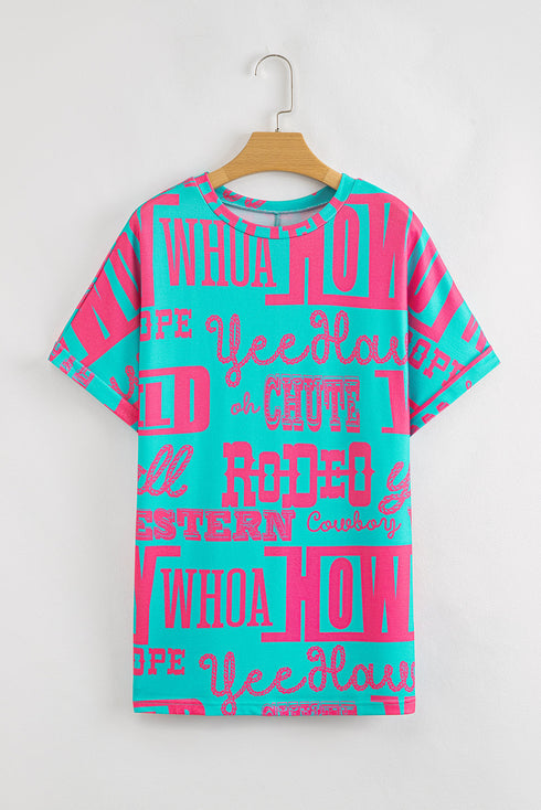 Western Howdy Graphic Print Short Sleeve Crew Neck Tee
