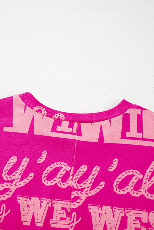 Western Howdy Graphic Print Short Sleeve Crew Neck Tee