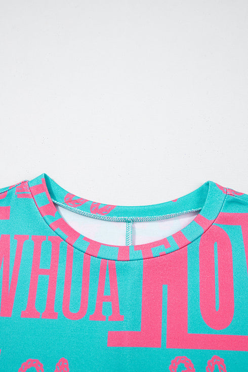 Western Howdy Graphic Print Short Sleeve Crew Neck Tee