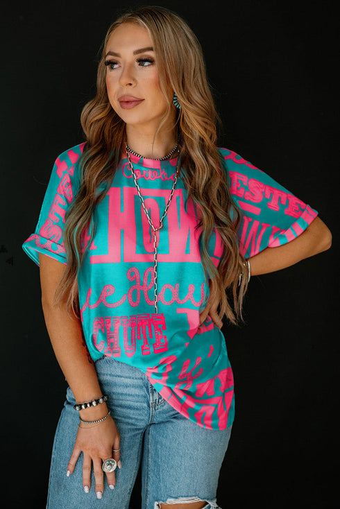 Western Howdy Graphic Print Short Sleeve Crew Neck Tee