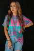Western Howdy Graphic Print Short Sleeve Crew Neck Tee