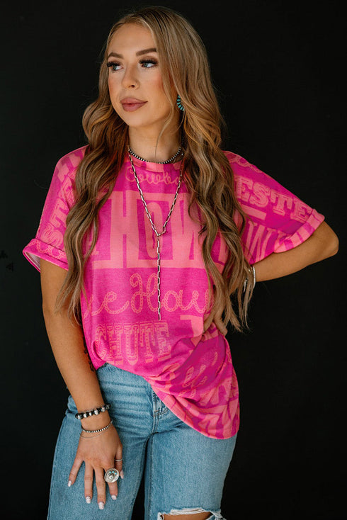 Western Howdy Graphic Print Short Sleeve Crew Neck Tee