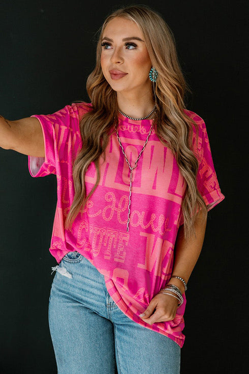 Western Howdy Graphic Print Short Sleeve Crew Neck Tee
