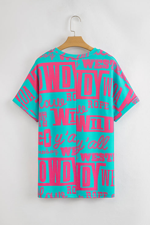 Western Howdy Graphic Print Short Sleeve Crew Neck Tee