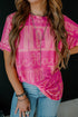 Western Howdy Graphic Print Short Sleeve Crew Neck Tee