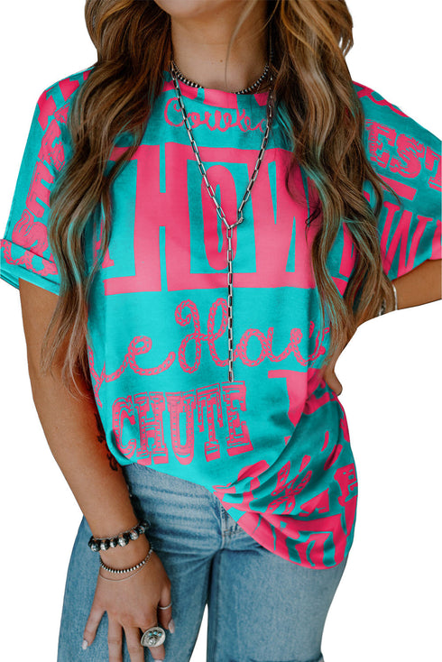 Western Howdy Graphic Print Short Sleeve Crew Neck Tee