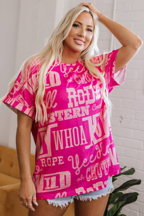 Western Howdy Graphic Print Short Sleeve Crew Neck Tee