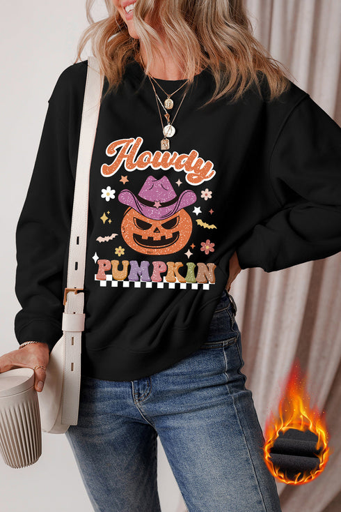 Western Howdy Pumpkin Graphic Crewneck Sweatshirt