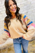 Western Inspired Aztec Print Sleeve Raglan Pullover Sweatshirt
