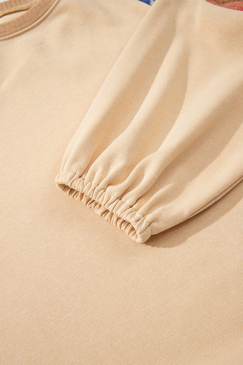 Western Inspired Aztec Print Sleeve Raglan Pullover Sweatshirt