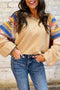 Western Inspired Aztec Print Sleeve Raglan Pullover Sweatshirt