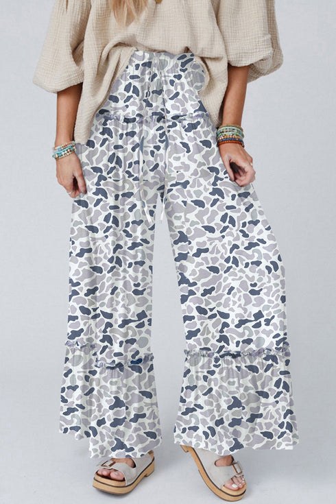 Western Inspired Camo Print Wide Leg Pants