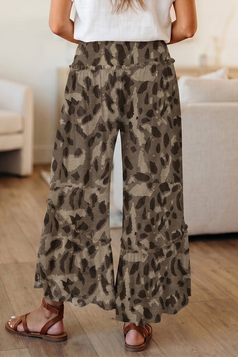Western Inspired Camo Print Wide Leg Pants