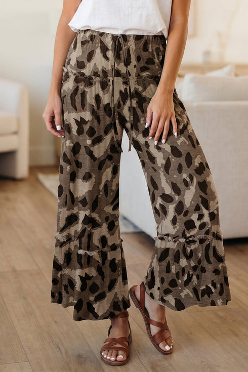 Western Inspired Camo Print Wide Leg Pants