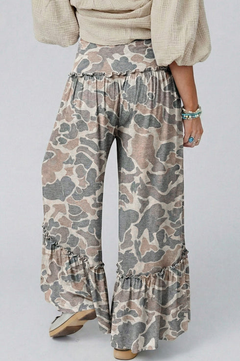 Western Inspired Camo Print Wide Leg Pants
