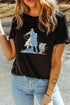 Western Inspired Cowboy Graphic Print Crewneck Tee