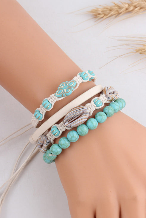 Western Inspired Faux Stone Acrylic And Shell Bracelet Set