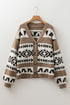 Western Inspired Geometric Knit V Neck Cardigan