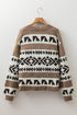 Western Inspired Geometric Knit V Neck Cardigan