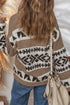 Western Inspired Geometric Knit V Neck Cardigan
