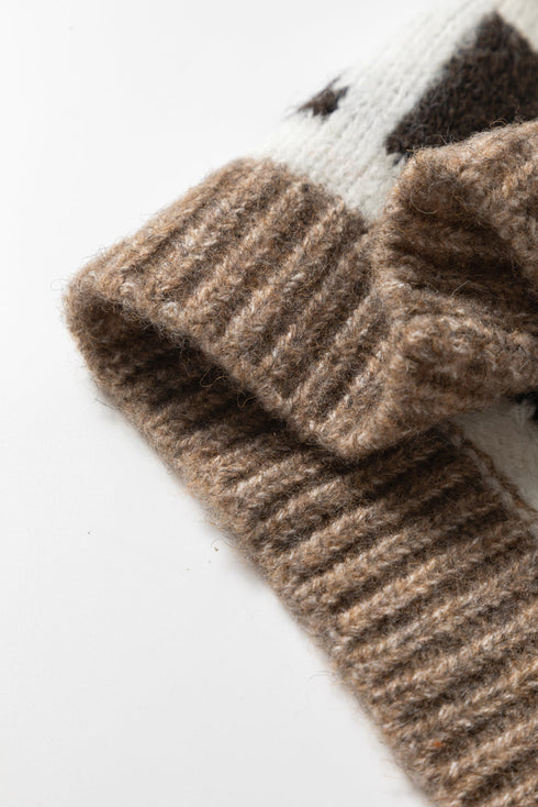 Western Inspired Geometric Knit V Neck Cardigan